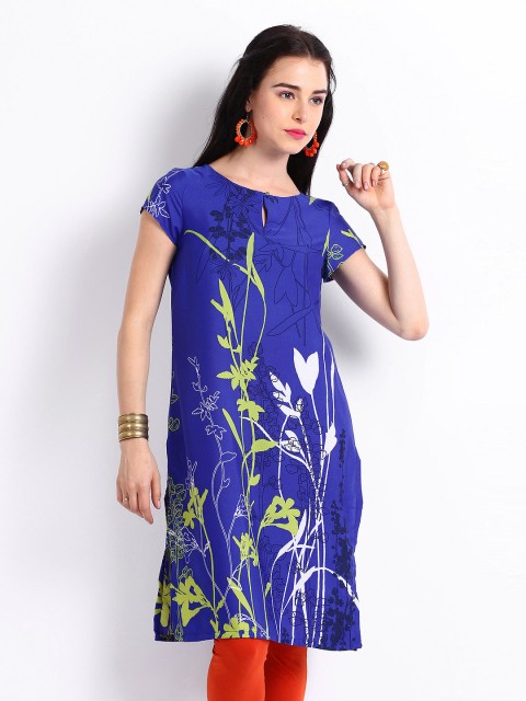 

W Women Blue Printed Kurta