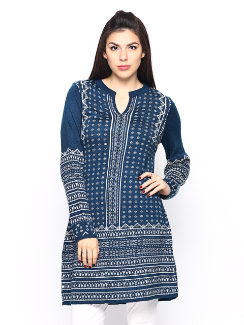 

W Women Blue Winter A-Line Kurta
