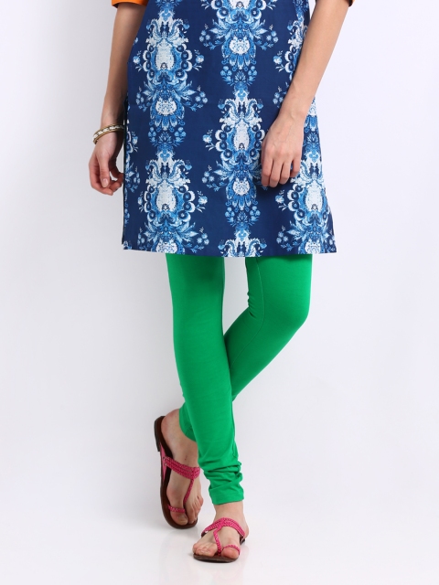 

W Women Green Cotton Churidar Leggings