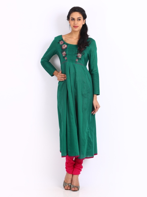

W Women Green Anarkali Kurta