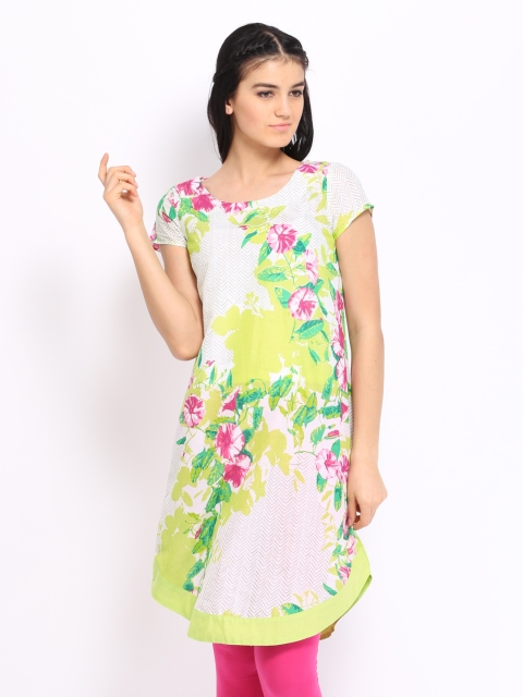 

W Women Green Printed Kurta