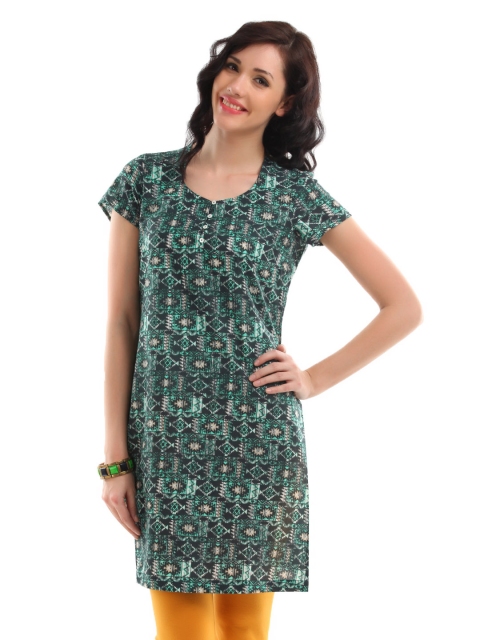 

W Women Green Printed Kurta