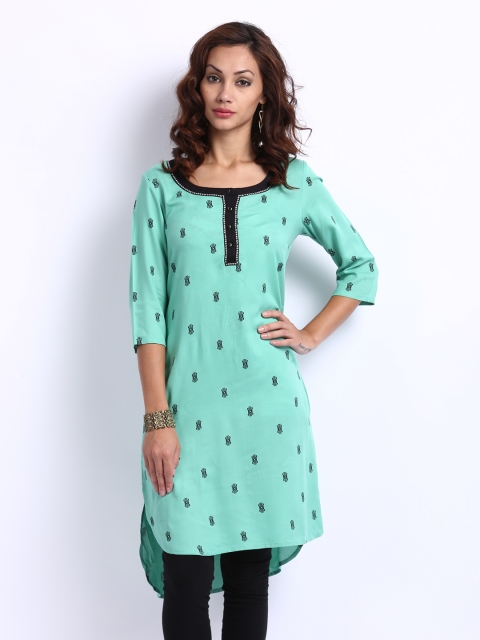 

W Women Green Printed Kurta