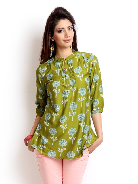 

W Women Green Printed Kurti