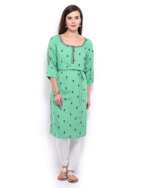 

W Women Green Printed Mums Diary Maternity Kurta