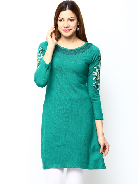 

W Women Green Winter Kurta