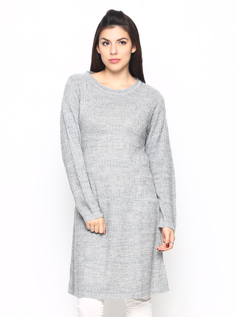 

W Women Grey Winter A-Line Kurta