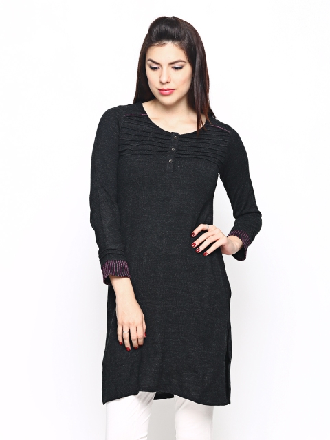 

W Women Charcoal Grey Winter Kurta