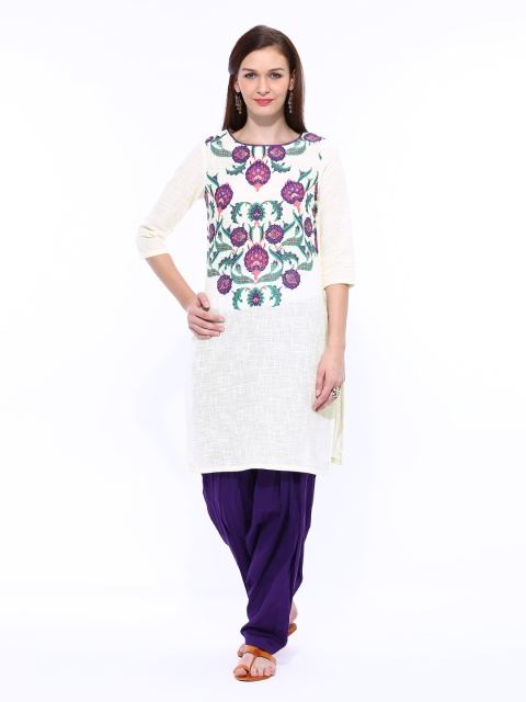 

W Women Cream Printed Kurta