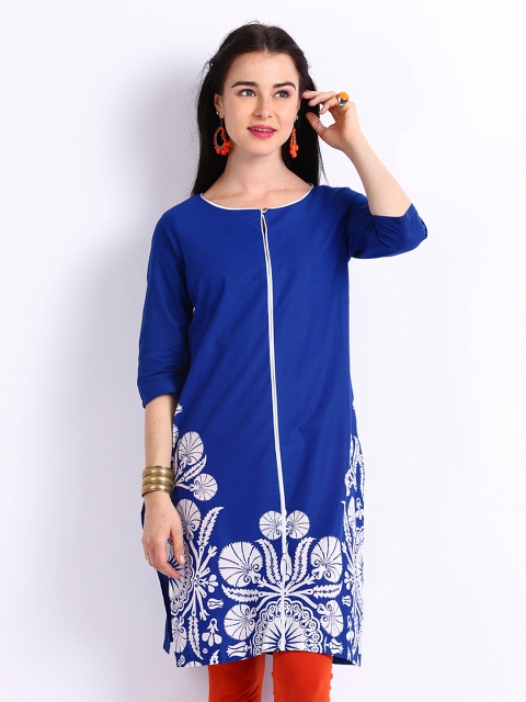 

W Women Blue Printed Kurta