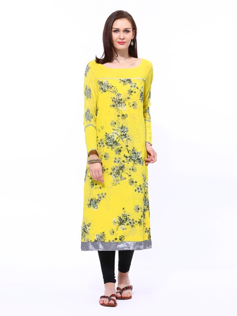 

Wishful by W Women Yellow Printed Kurta