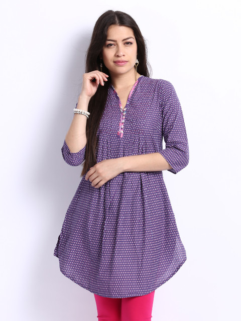 

W Women Purple Printed Kurta