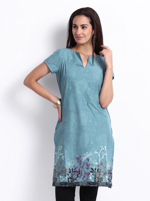 

W Women Blue Printed Kurta