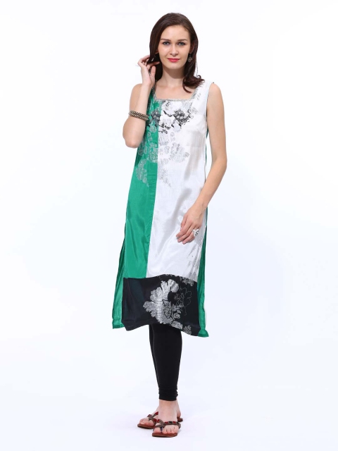 

Wishful by W Women Green & Off-White Printed Kurta