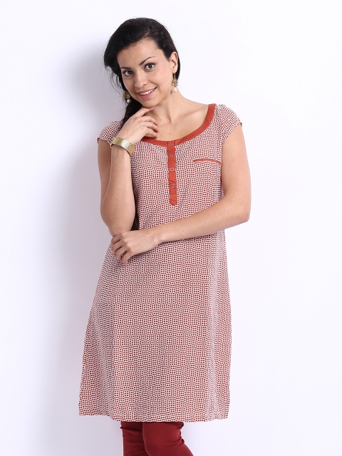 

W Women Rust Orange Printed Kurta