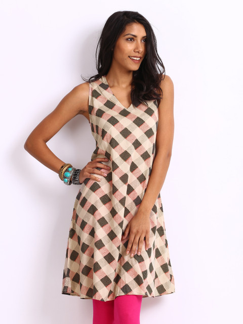 

W Women Beige Printed Kurta