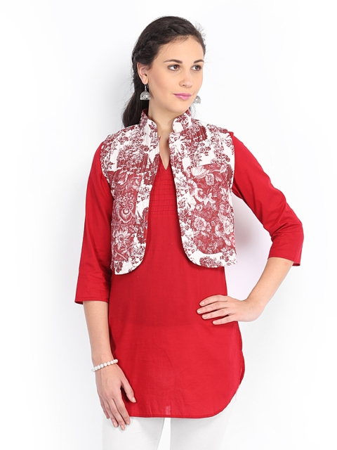 

W Women Maroon & Off-White Reversible Waistcoat