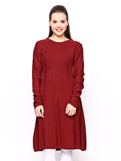 

W Women Maroon A-Line Winter Kurta