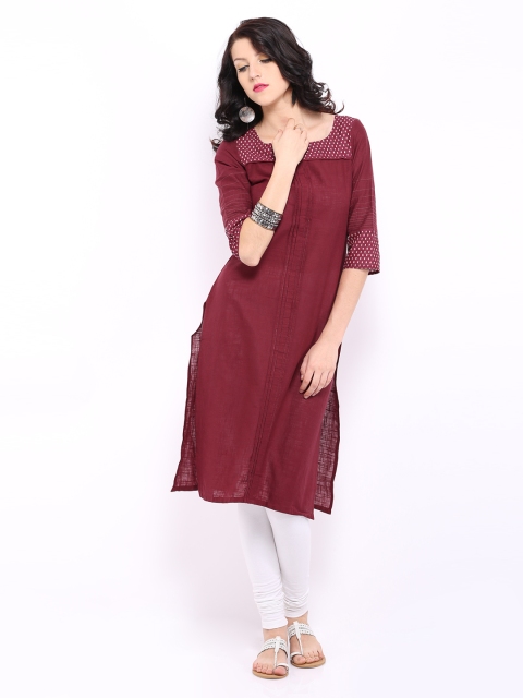 

W Women Maroon Kurta