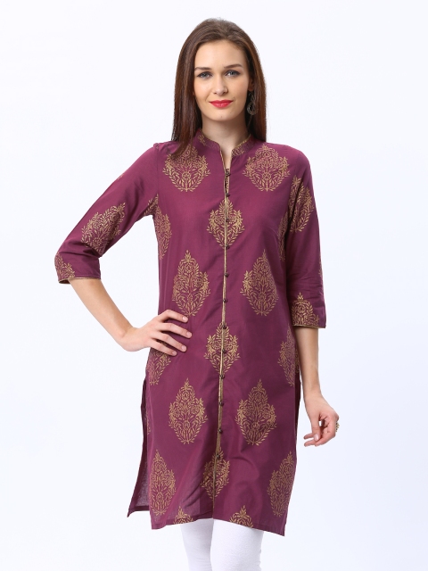

W Women Burgundy Printed Kurta