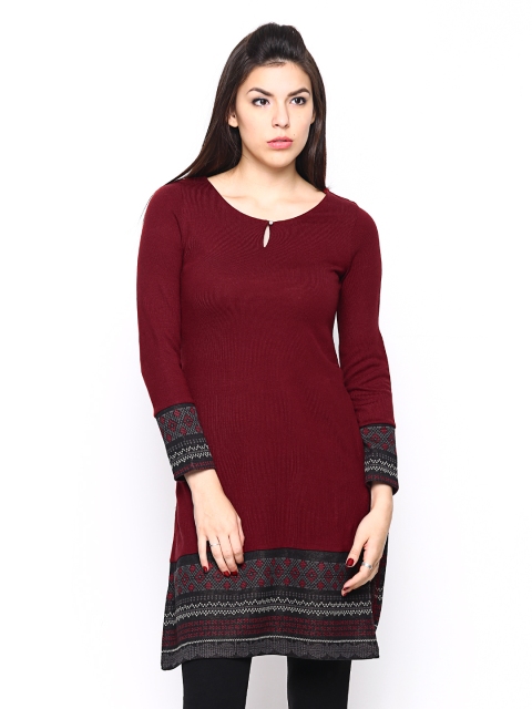 

W Women Maroon Winter Kurta