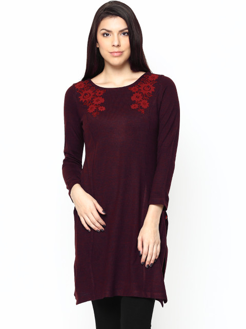 

W Women Maroon Winter Kurta