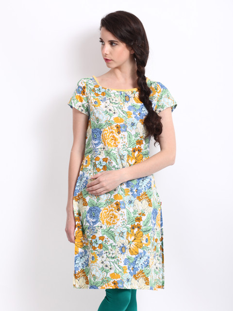 

W Women Multi-coloured Floral Print Kurta