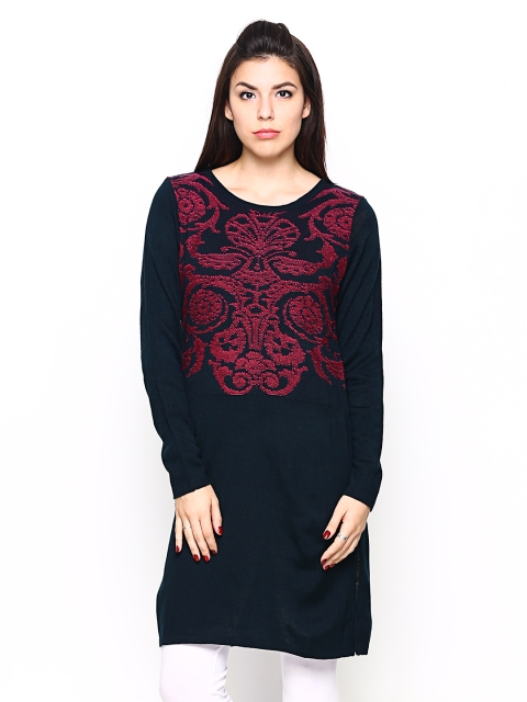 

W Women Navy Winter Kurta, Navy blue