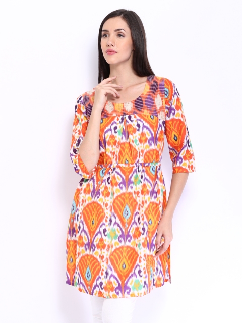 

W Women Orange Printed Kurta
