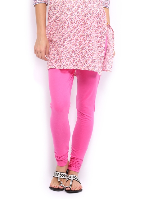 

W Women Pink Cotton Churidar Leggings