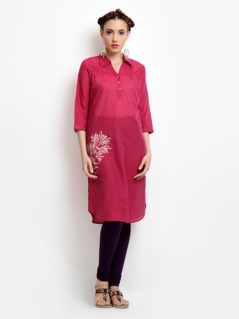 

WISHFUL by W Women Pink Soild Kurta
