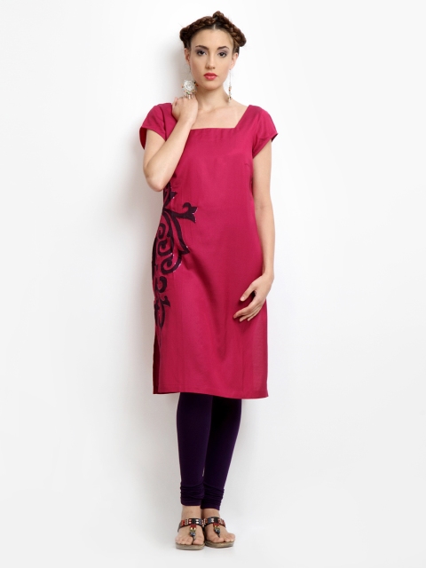 

WISHFUL by W Women Pink Sequinned Kurta