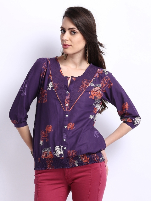 

W Women Purple Printed Top