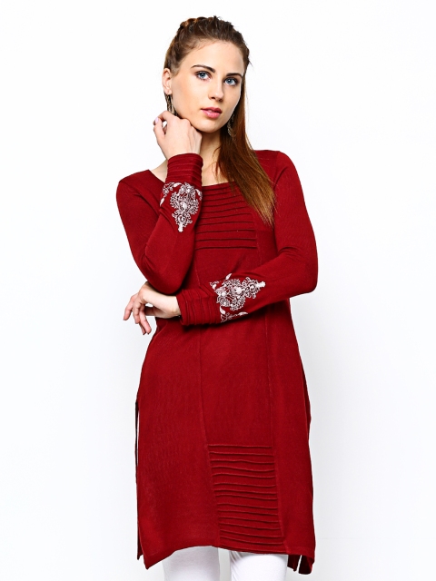 

W Women Red Winter Kurta