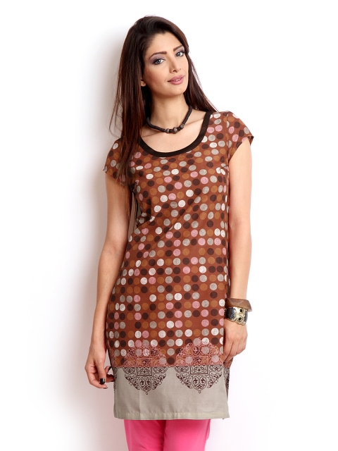 

W Women Rust Orange & Brown Printed Kurta