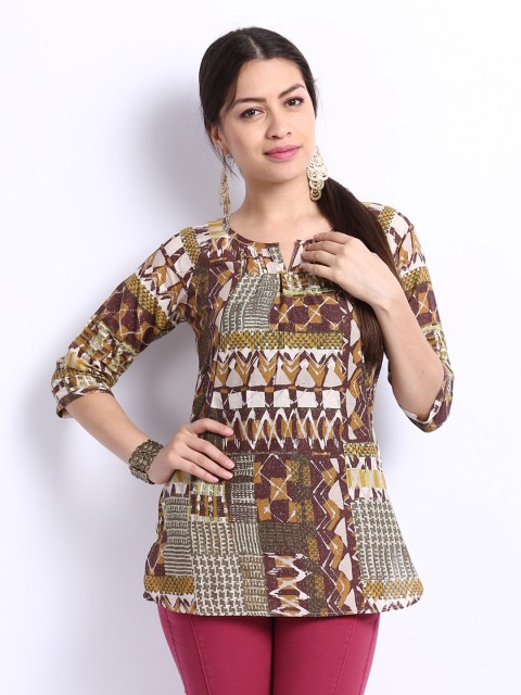 

W Women Multi-Coloured Printed Pure Cotton Kurti