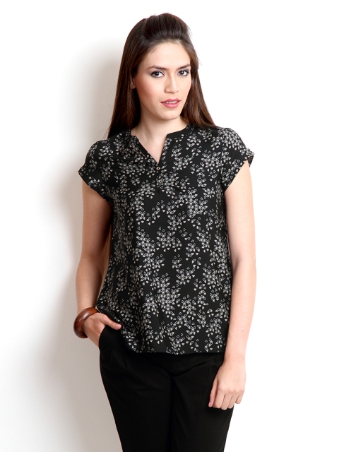 

W Women Black & Beige Printed Top
