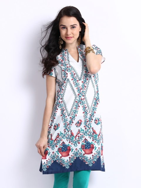 

W Women White Printed Kurta