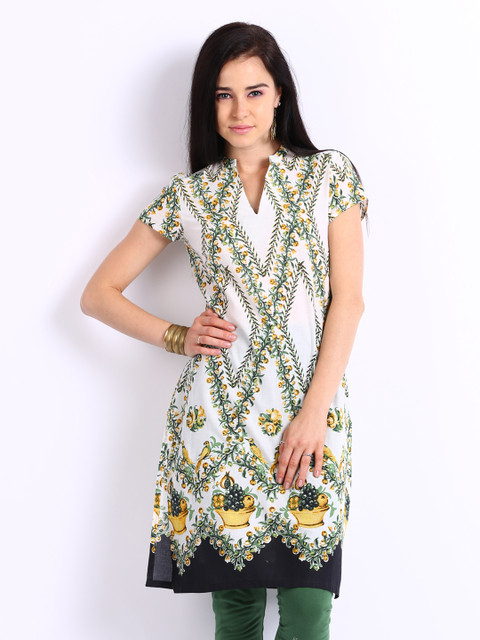 

W Women White Printed Kurta