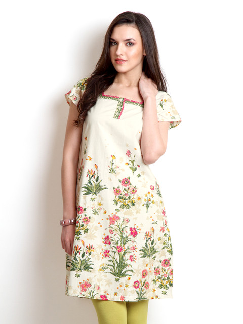 

W Women White Printed Kurta