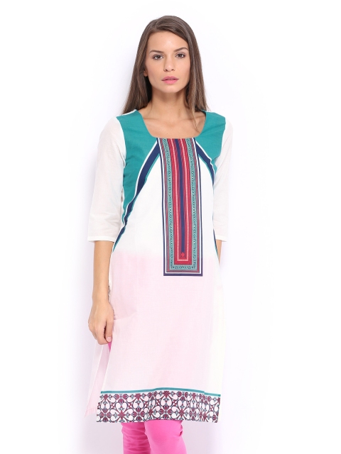 

W Women White Printed Kurta