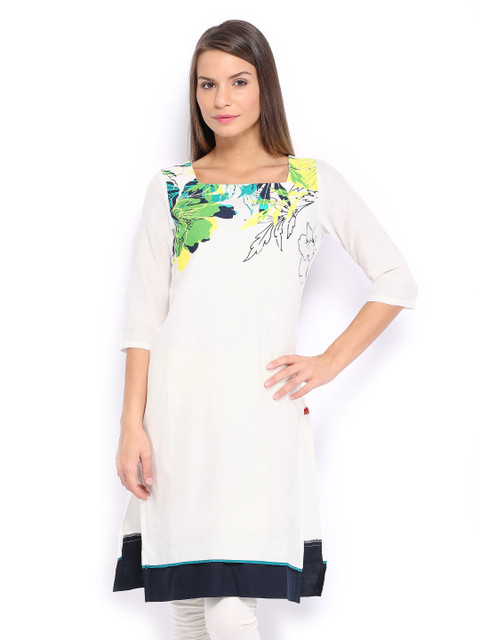 

W Women White Printed Kurta