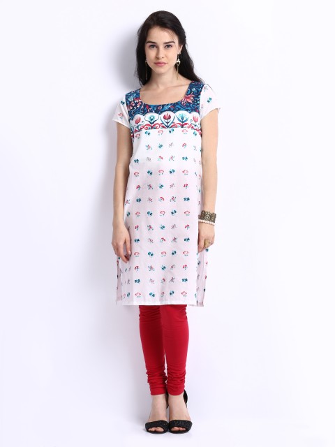

W Women White Printed Kurta
