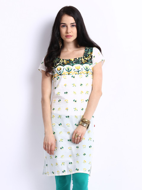 

W Women White Printed Kurta