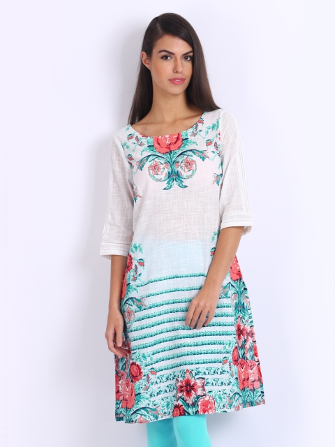 

W Women White Printed Kurta