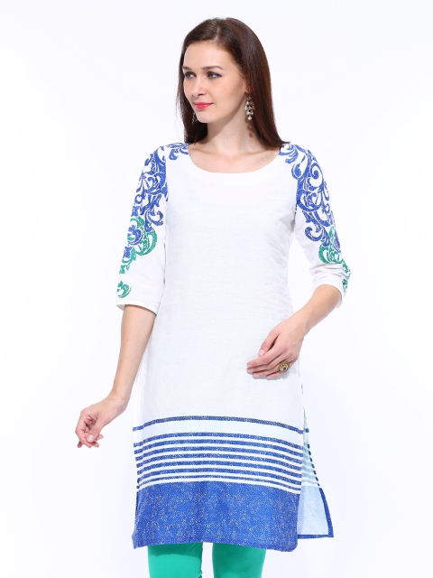 

W Women White Printed Kurta