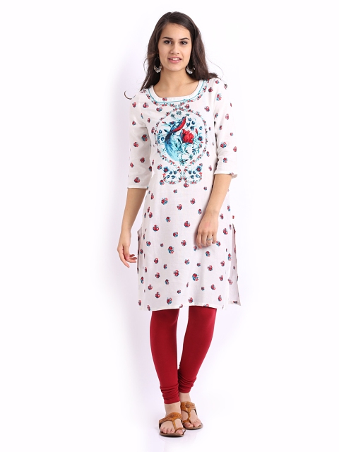 

W Women White Printed Kurta