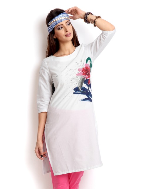 

W Women White Printed Kurta