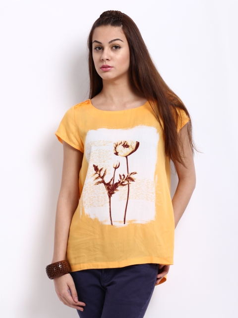 

W Women Yellow Floral Print Top