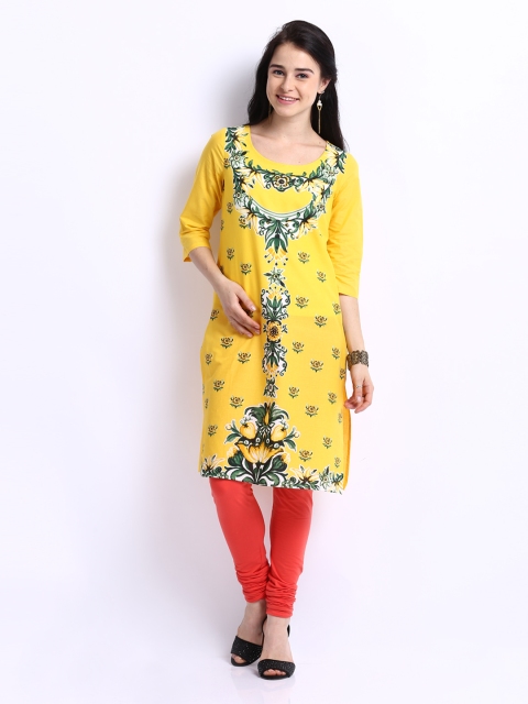 

W Women Yellow Printed Kurta